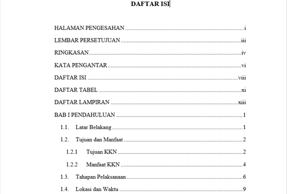 Tampilan Penomoran Halaman Microsoft Word pertama