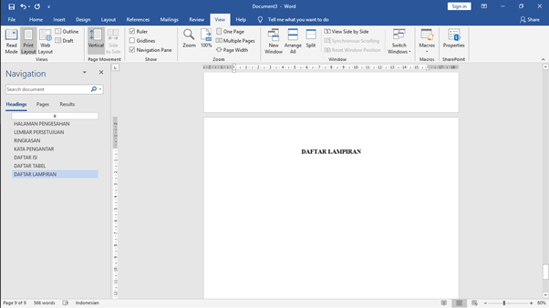 Tampilan Penomoran Halaman Microsoft Word kelima