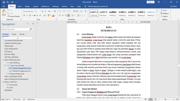 Tampilan Penomoran Halaman Microsoft Word ketujuh